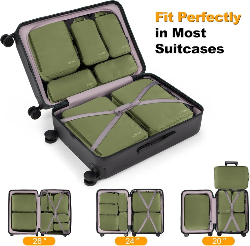 Velaybor 8 Set Compression Packing Cubes for Travel, Waterproof Luggage Organizers, Suitcase Organizer Set for Carry-On & Checked Baggage, Travel Accessories for Men & Women - Image 2